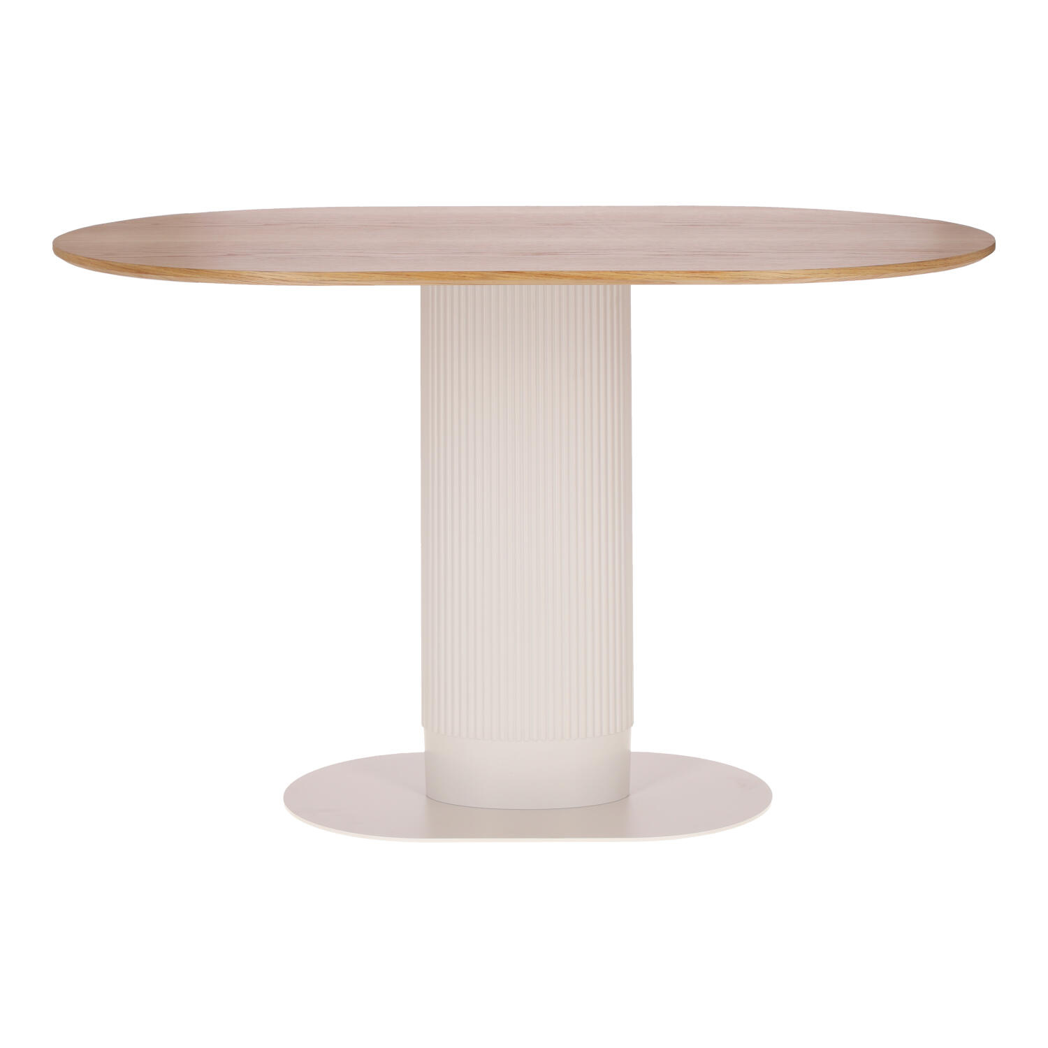 Stół do jadalni Maxim Intesi nowoczesny owalny fornir dąb biały na jednej nodze 120x70 cm