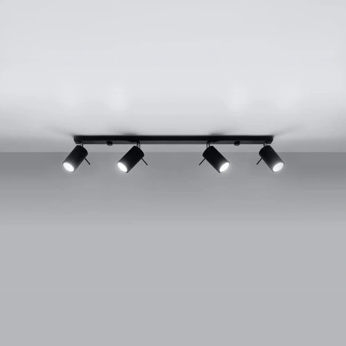 Plafon sufitowy Ring 4L czarny nowoczesny metalowy do salonu kuchni i sypialni Sollux