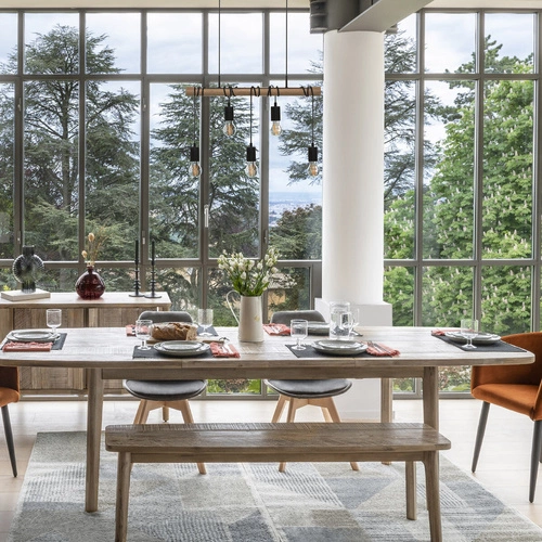 Lampa wisząca Jake industrialna drewniana 5-punktowa regulowana do salonu i kuchni Atmosphera