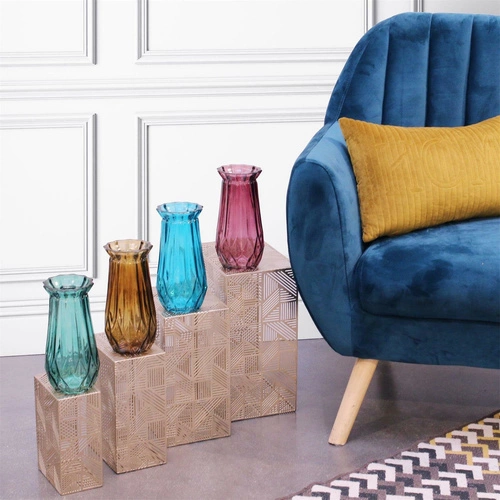 Wazon szklany Bala zielony nowoczesny dekoracyjny na kwiaty do salonu 22 cm