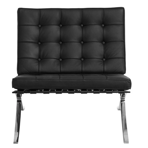 Fotel wypoczynkowy BA1 inspirowany Barcelona czarna ekoskóra nowoczesny do salonu glamour