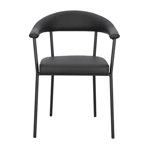 Krzesło tapicerowane Ava Actona do jadalni i salonu czarne ekoskóra z podłokietnikami industrialne
