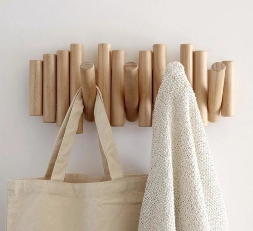 Umbra Picket drewniany wieszak ścienny do przedpokoju skandynawski naturalny 37 cm