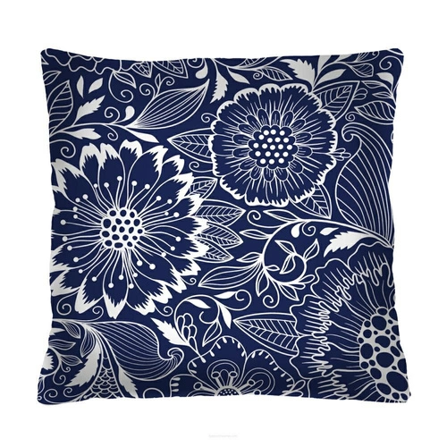 Poduszka dekoracyjna welurowa Calc granatowa antyalergiczna do salonu i sypialni