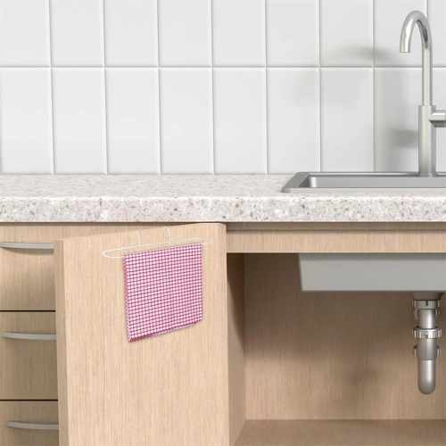 Nowoczesny biały wieszak na ręczniki kuchenne do zawieszenia na drzwi Intesi metalowy