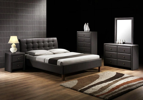 Łóżko tapicerowane Samur 160x200 czarne z pikowanym zagłówkiem do sypialni