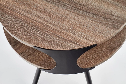 Stolik kawowy okrągły Nabul 45x60 cm loftowy dąb z półką do salonu Intesi