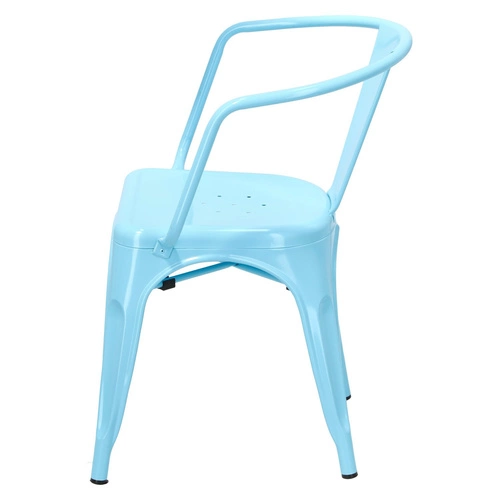 Krzesło metalowe Paris Arms niebieskie do jadalni i kuchni inspirowane Tolix industrialne