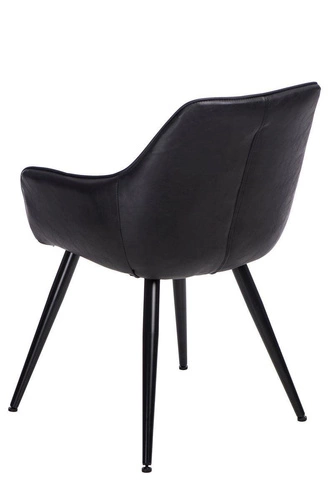 Krzesło tapicerowane Rox czarne ekoskóra z podłokietnikami do jadalni i kuchni Intesi