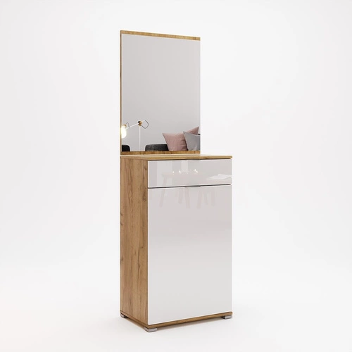 Komoda Tissa 60 cm biała połysk z szufladami nowoczesna do przedpokoju Intesi