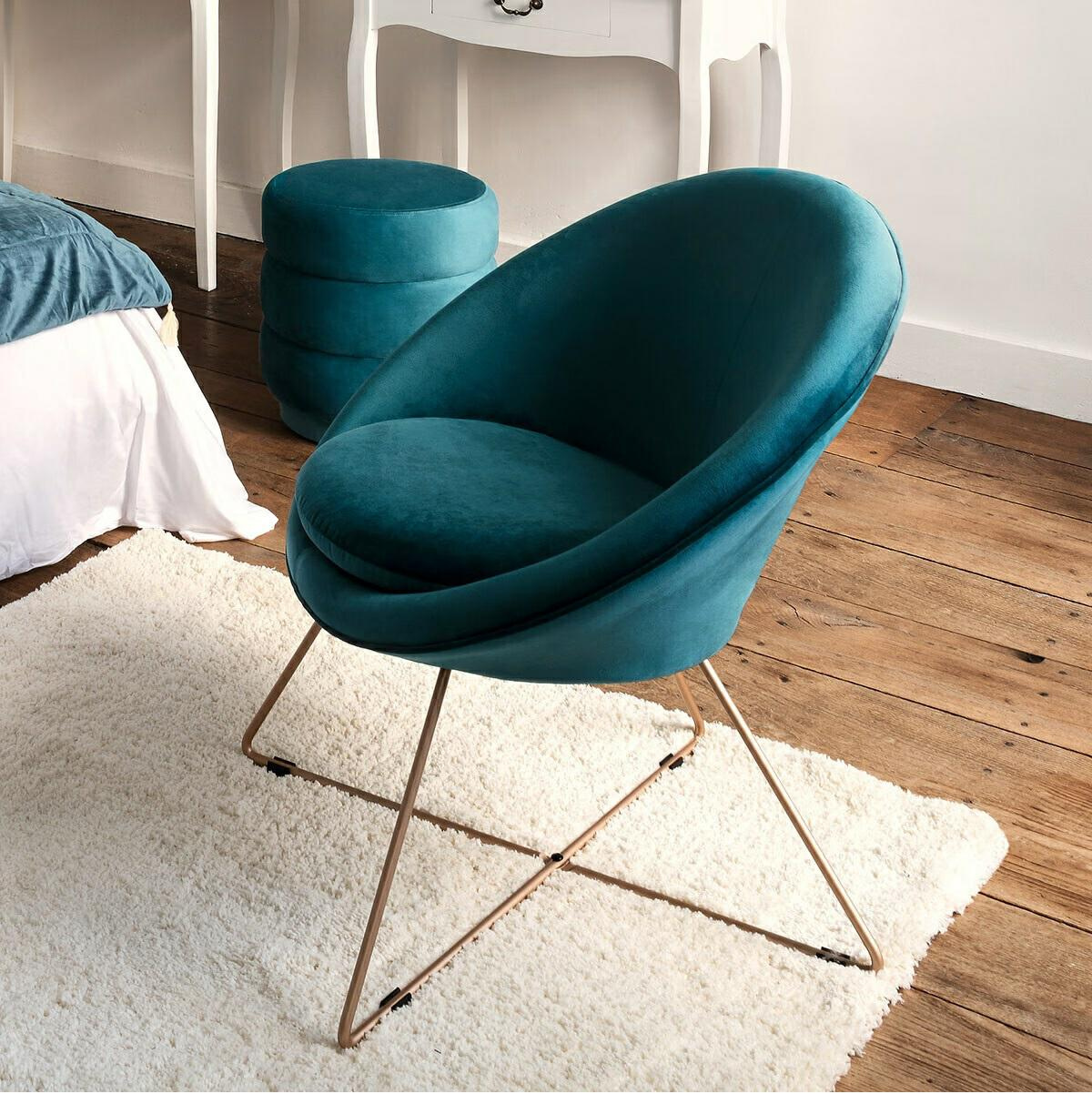 Fotel Evan velvet morski