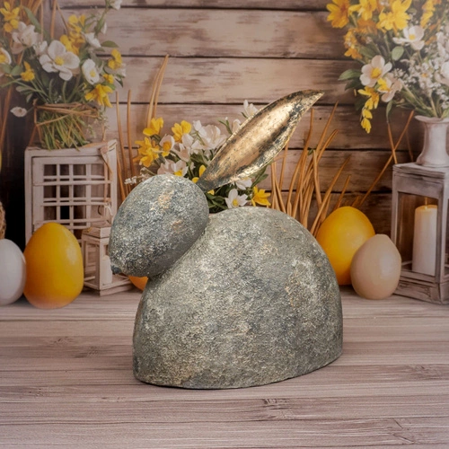 Intesi figurka wielkanocna leżący królik 33 cm szary nowoczesna dekoracja do salonu