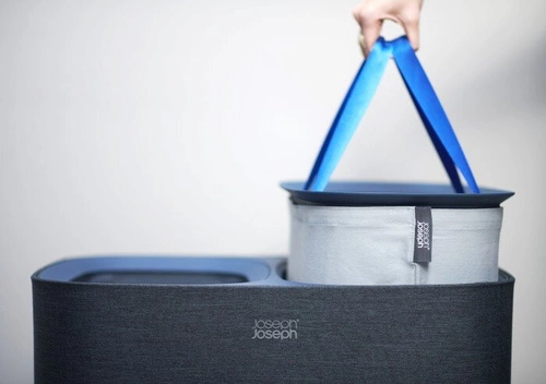 Joseph Joseph Tota nowoczesny kosz na pranie 90l z 2 komorami do łazienki czarny