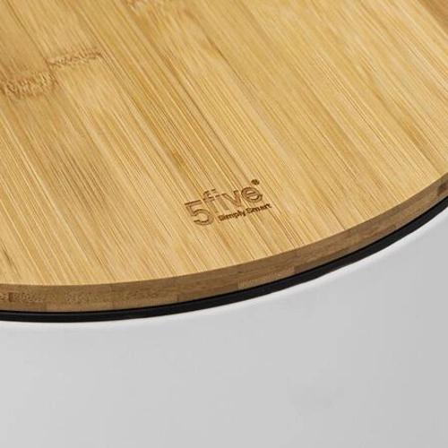 Kosz na śmieci kuchenny Bam 30l biały z bambusową pokrywą i pedałem nowoczesny 5five