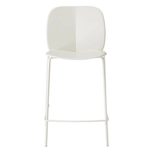 Hoker biały Mentha 75 cm nowoczesny z oparciem do kuchni i wyspy, metalowy, sztaplowany