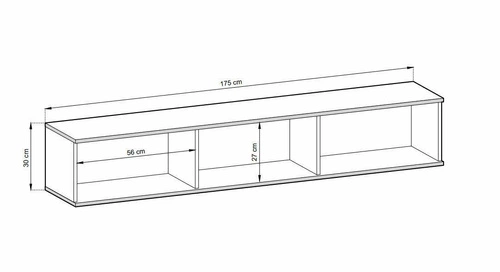 Szafka RTV wisząca Hollar 175 cm czarny marmur nowoczesna do salonu Intesi