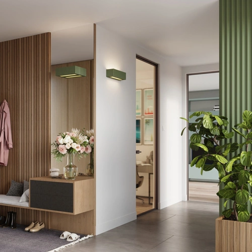 Kinkiet ścienny RIGATA zielony oliwkowy ceramiczny nowoczesny salon