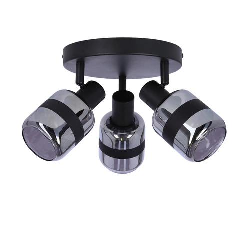 Plafon sufitowy Yuki nowoczesny czarny matowy z dymionym kloszem do salonu 33 cm