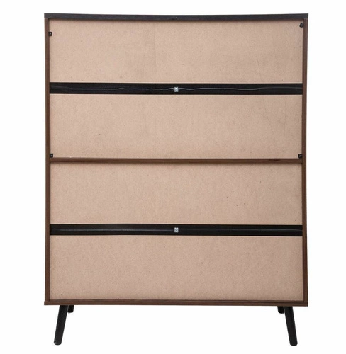 Komoda Asmar wysoka brązowa nowoczesna z półkami na nóżkach do salonu i sypialni 100 cm