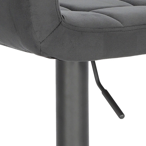 Hoker Dafne VIC czarny welurowy z oparciem, regulowany, obrotowy do kuchni i wyspy