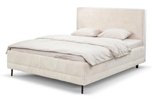 Łóżko tapicerowane Foggy 180x200 beżowe z pojemnikiem do sypialni nowoczesne