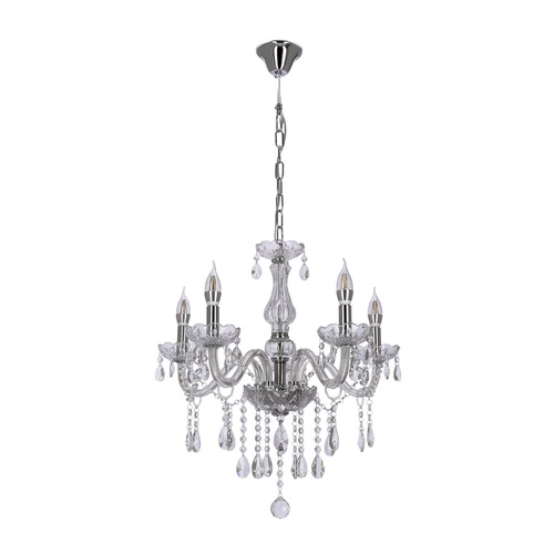 Lampa wisząca Cristallo chromowy 5x40W  E14 transparentny
