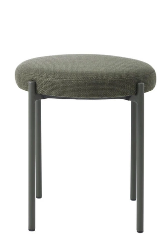 Stołek tapicerowany Pulto oliwkowy nowoczesny do kuchni i jadalni metalowy 48 cm