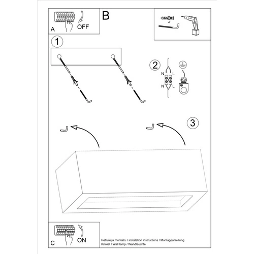 Kinkiet ścienny betonowy Vega 30 cm szary nowoczesny do salonu i sypialni Sollux