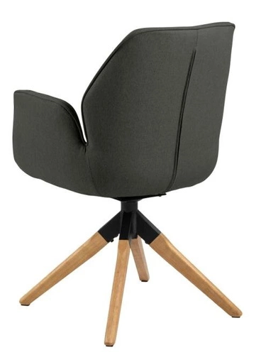 Krzesło obrotowe tapicerowane Aura Actona do salonu skandynawskie szare z podłokietnikami