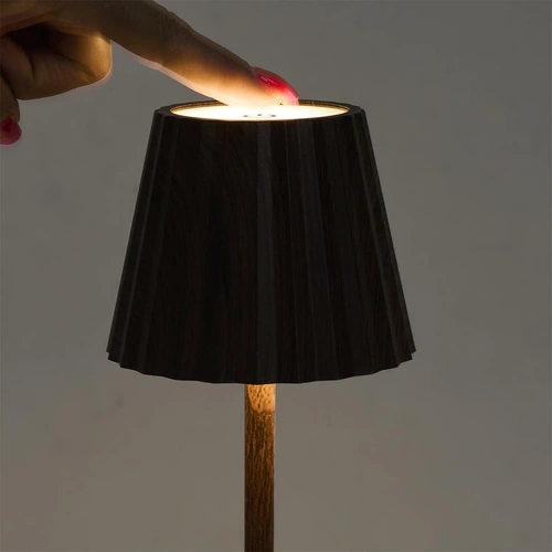 Lampka nocna Blanca LED dotykowa brązowa do sypialni ze ściemniaczem