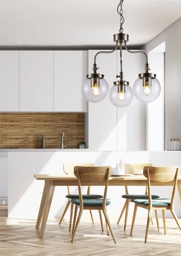 Lampa wisząca Ballet klasyczna szklana potrójna do salonu i jadalni patynowa 80 cm