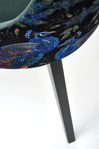 Krzesło do jadalni Arkansas Intesi zielone tapicerowane welur nowoczesne z drewnianymi nogami