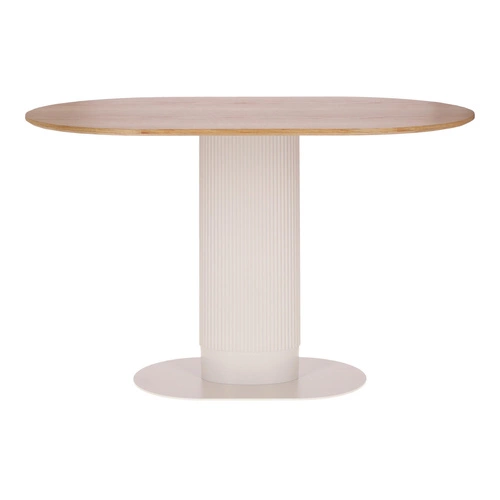 Stół do jadalni Maxim Intesi nowoczesny owalny fornir dąb biały na jednej nodze 120x70 cm