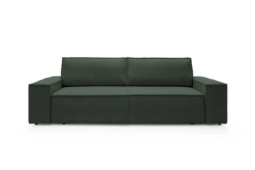 Sofa rozkładana Molde sztruks zielony 3 osobowa z pojemnikiem do salonu