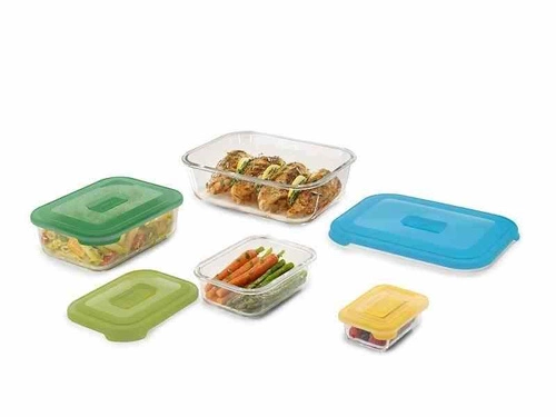 JJ- Zest. 4szklanych pojemników Nest Glass Storage multikolor