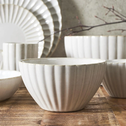 Miska do zupy ceramiczna Vlora 14,5 cm beżowa nowoczesna do kuchni zmywarka Intesi