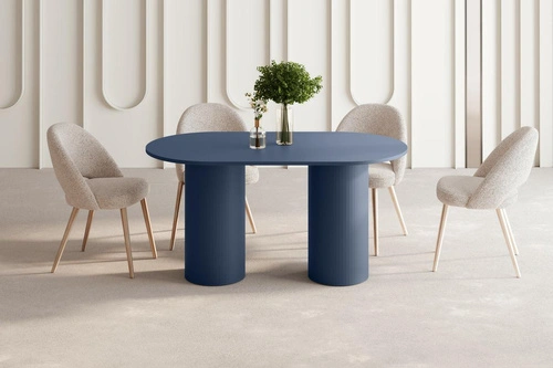 Stół Irmo nowoczesny do jadalni granatowy owalny 150x80 cm