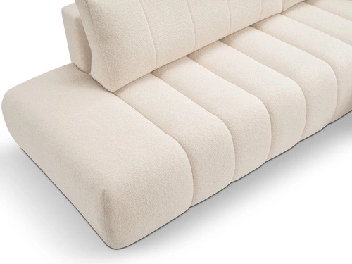 Nowoczesny narożnik z funkcją spania Hobro prawy beżowy do salonu z pojemnikiem