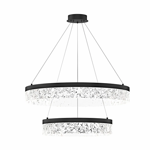 Lampa wisząca FROZI czarny 38W LED 3000K  kryształki bezbarwne