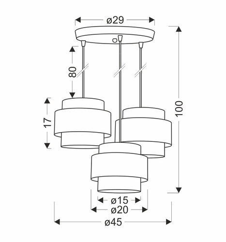Lampa wisząca Prestige czarny talerz 3x40W E27 abażur czarny+złoty