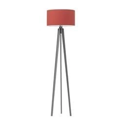 Lampa stojąca do salonu MIAMI czerwona trójnóg glamour drewniana z abażurem personalizowana