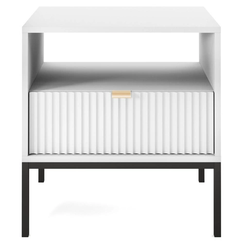 Zestaw mebli do sypialni biały/czarny Delicious ryflowane fronty