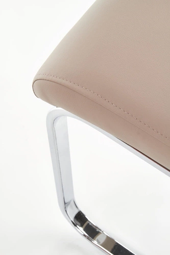 Krzesło tapicerowane Yvone do jadalni ekoskóra beżowa na chromowanych płozach nowoczesne Intesi