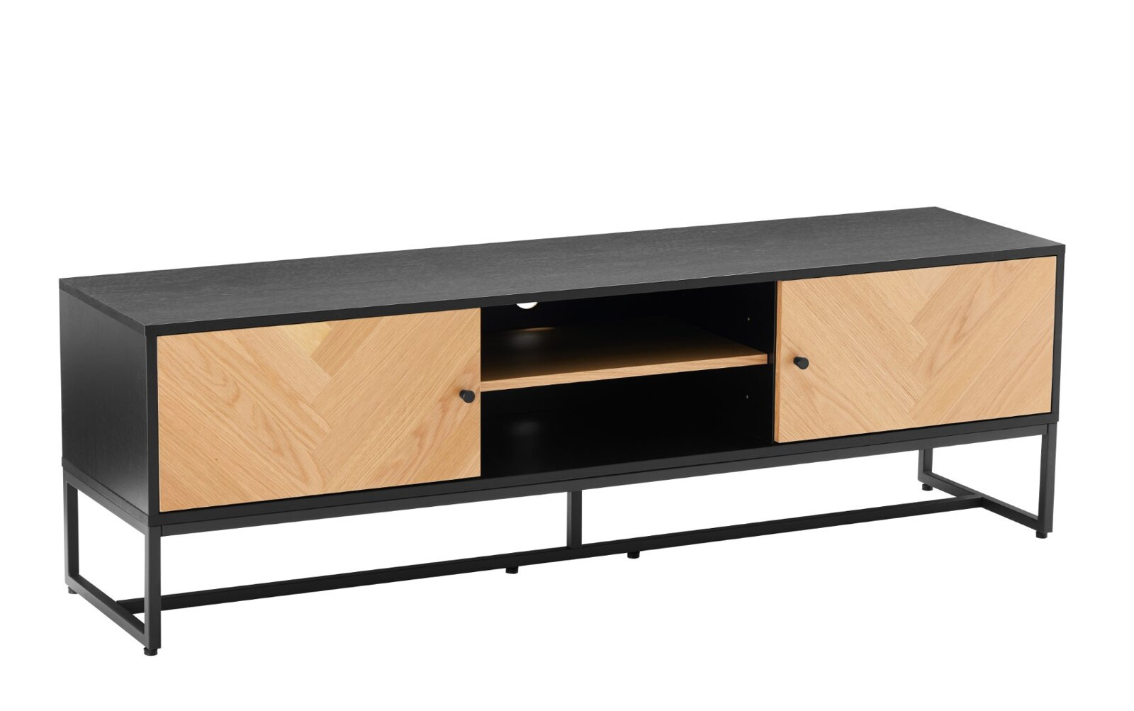 Szafka RTV Clar 160 cm nowoczesna drewniana stojąca do salonu dąb czarna Intesi