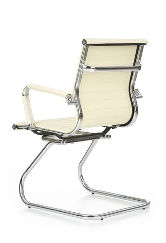 Krzesło biurowe Skid Intesi tapicerowane ekoskóra kremowe z podłokietnikami nowoczesne