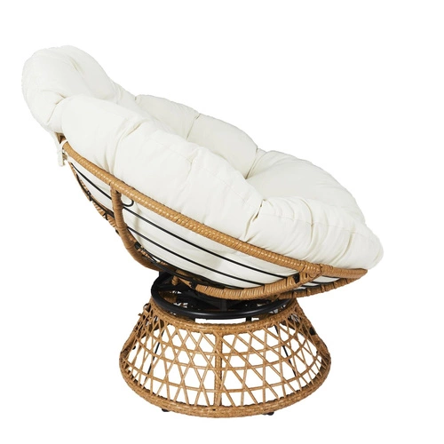 Fotel wypoczynkowy Cancun obrotowy biały boho do ogrodu i na taras z poduszką