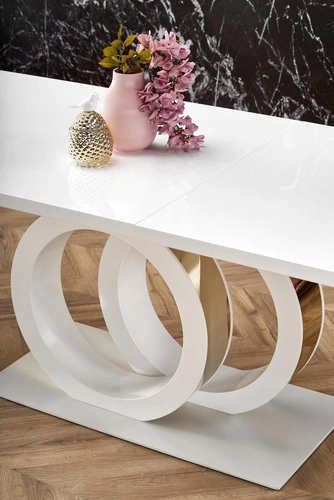 Stół rozkładany do jadalni Change biały złoty nowoczesny glamour Intesi 160 cm