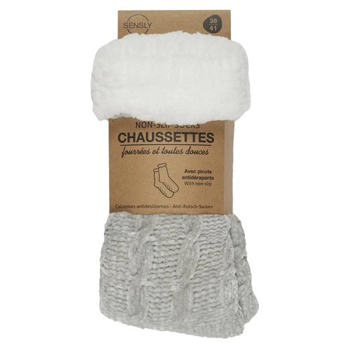 Skarpetki ocieplane Chenille Intesi szare damskie i męskie ciepłe do domu na zimę 36-41