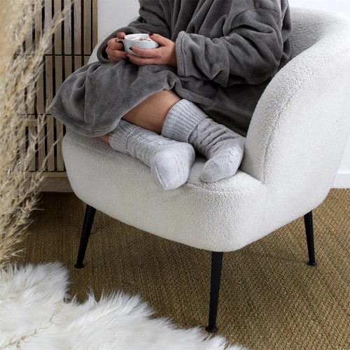 Skarpety ocieplane Intesi szare 36-41 plecione, ciepłe skarpetki na prezent do domu