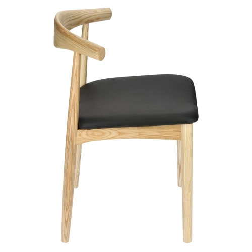 Krzesło drewniane Codo inspirowane Elbow Chair do jadalni naturalne z ekoskóry D2.DESIGN
